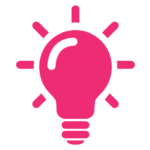 Icon presenting a light bulb, pink coloured