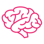 A pink icon presenting human brains