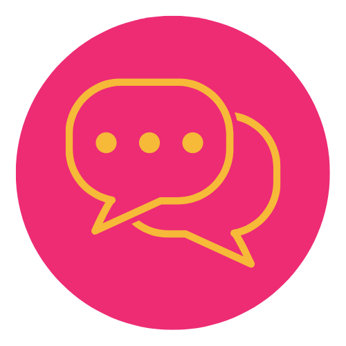 Talk bubble icon in pink and yellow