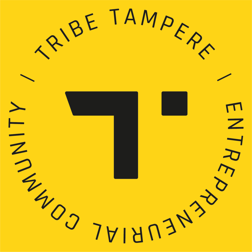Triben logo mustalla fontilla ja keltaisella taustalla